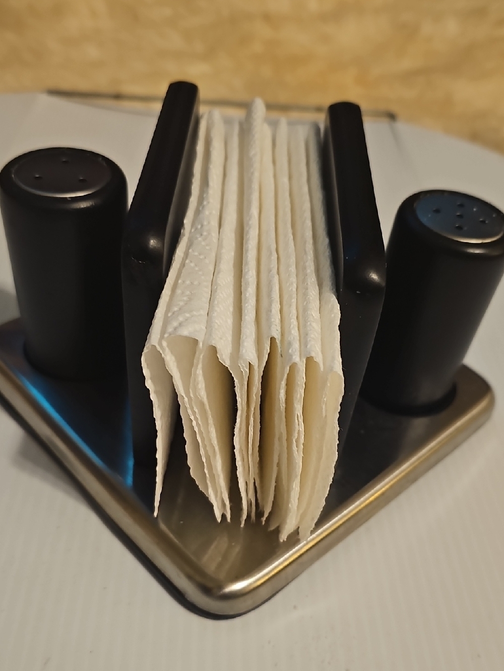 Black Stainless Steel Napkin Holder with Salt & Pepper Shakers